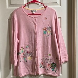 Cj banks 1x cardigan lt pink with a lot of stitched detail